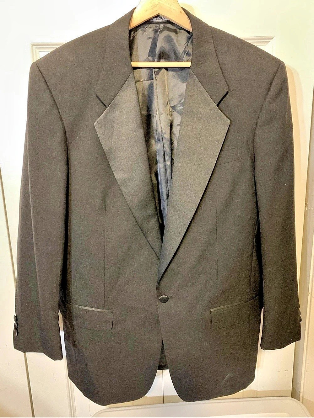 Vtg Pierre Balmain Mens Sz 40L Black Wool Classic Suit Jacket Blazer Coat Rare
